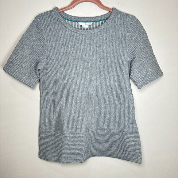 Boden Short Sleeve Ribbed Top in Heather Gray W0067 Size 8 Casual Basic - Picture 1 of 7
